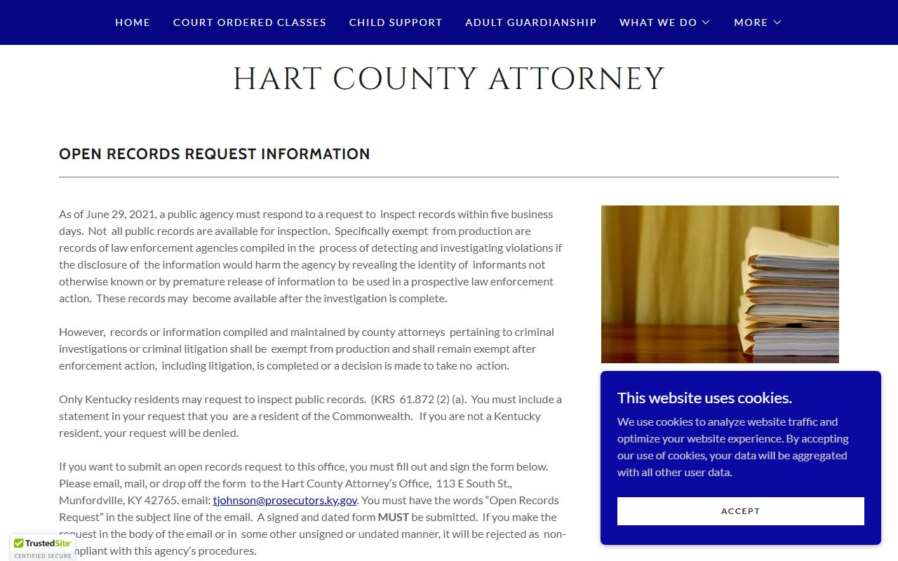 Hart County Attorney open-records request instructions